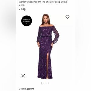 Elegant Purple Off-The-Shoulder Sequined Gown
